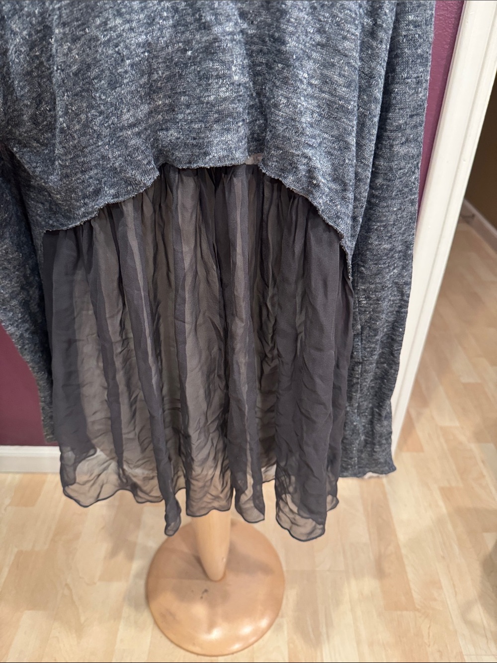 Draped Open-Front Gray Women's Cardigan Sweater - Picture 4 of 7